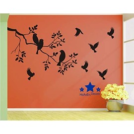 Heaven Decors Vinyl Flowers, Animals, Sports, Birds Wall Sticker, 35.82 x 0.39 x 23.22 inches, Black