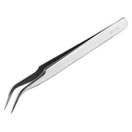 Ainiv Precision Tweezers, Stainless Universal Bent Tip Tweezers, Sewing Machine Tweezer, Non-Magnetic Industrial Tweezers for Craft, Electronics, Soldering, Medical and Experimental Work, Jewelry