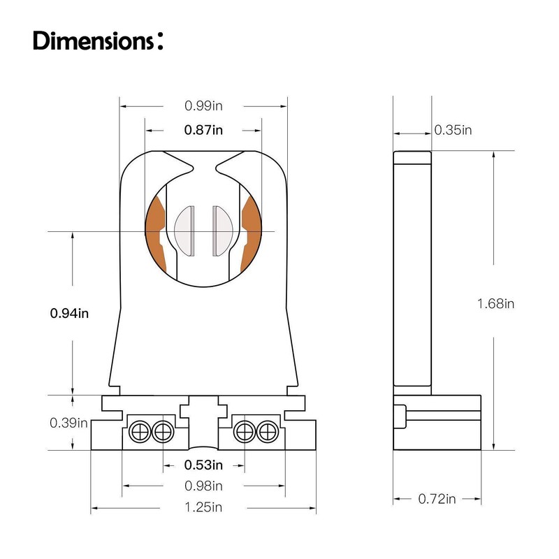G13 T8 Bi-pin Socket Tombstone Lamp Holder Non-shunted Turn Type