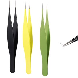 ieron 3Pcs Pointed Tweezer for Facial Hair Women Men Stainless Steel Precision Tweezers for Ingrown Hair Needle Nose Pointed Blackhead Remover for Eyebrow Hair(Black Yellow, Green)