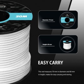 Abma Cord Paracord 275 Nylon Rope 2.4 mm Cords with 4 Core Strands Survival Parachute Cord - Max. 125 kg (275 lbs) - White