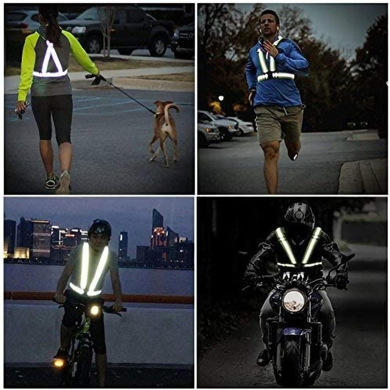 CHENGBAO Juego de 2 Piezas Chaleco Reflejante，Bandas de Reflectante，Ciclismo Nocturno
