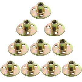 Pamtns Pack of 10 Flange Nuts T Nut M10 Nuts Flange Nuts Drive-in Nut M10 Screw in Nut M10 Sleeve Nut M10 3-Hole T-Nut for Fixing Furniture