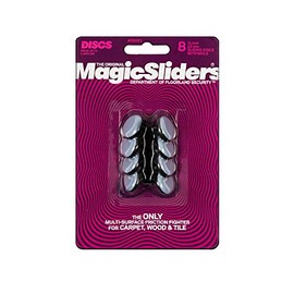 MAGIC SLIDERS L P 8221-7/8" Reusable Furniture Sliders | Heavy-Duty Self-Adhesive Floor Protectors for Carpets & Hard Floors | Non-Skid Pads for Chairs, Tables, and Heavy Furniture (Pack of 8,Grey)