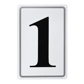 M METERXITY Aluminum Number Sign 1, 11.8 Inch House Numbers and Metal Letters, Parking Spot Letter Signs, Metal Letter Wall Decor for Garden/Door/Mailbox [Black Text On White]