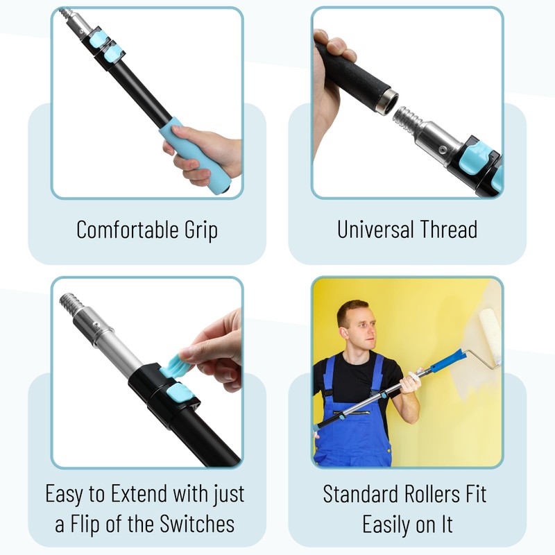 Bates- Extension Pole, 1.4 to 3 Ft Pole, Black &