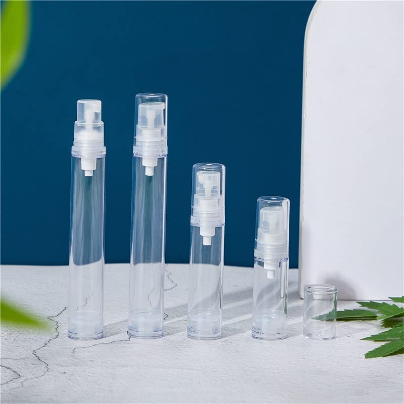 12 Jars 10ml Clear Airless Pump Bottle Cream Lotion Vacuum