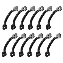 Bivethoi 12 Pcs Barn Door Handles, Metal Door Handle Black, Gate Pull Handle for Outdoor Garage Fence, Indoor Drawer Closet.