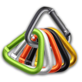NKAKTSU Triangle Carabiner, Set of 6, Load Capacity 147.4 lbs (67 kg), Small, Ultra Lightweight, Rust-free, Aluminum Alloy, Guy Rope, Tarp, For Tents, Multi-functional, Camping, Outdoors, Fishing,