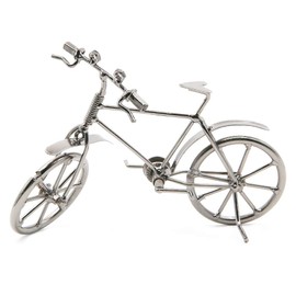 Vintage Metal Bicycle Ornaments Desktop Crafts Ironwork Bike Figurines Bike Miniature Home Decoration for Children Toys Gifts (Grey#1)
