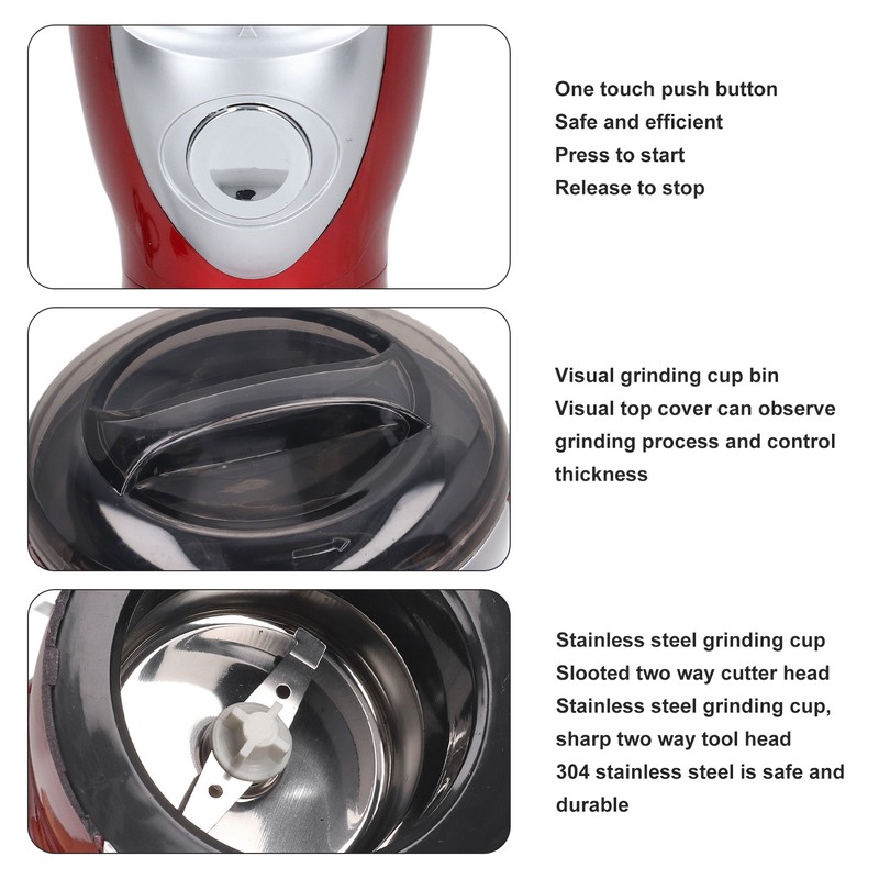 Electric Coffee Grinder 304 Stainless Steel 300W Electric One Touch