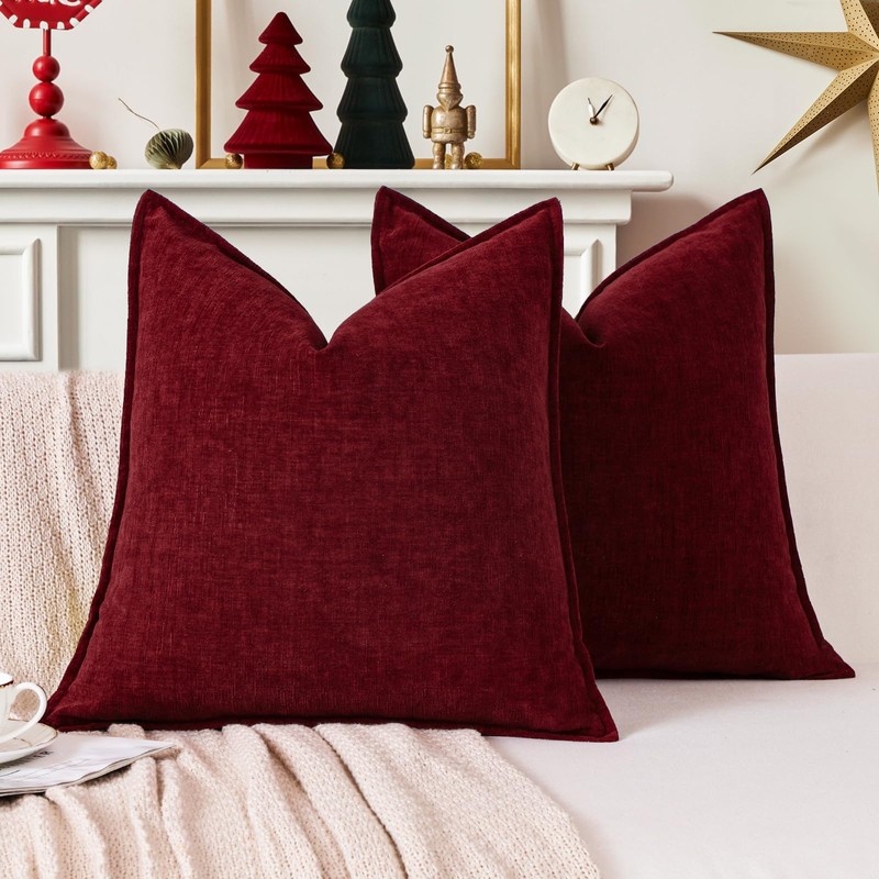 Sungeek Set of 2 Soft Chenille Cushion Covers 45x45cm Square