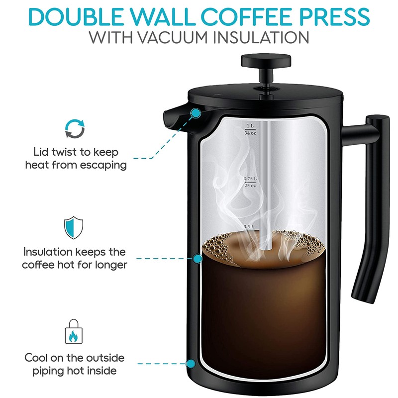 Belwares French Press Coffee Maker 50 OZ - Large Insulated