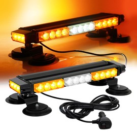 ASPL 16.8 Inch LED Strobe Flashing Light Bar, 26 Flashing Modes High Intensity Emergency Hazard Warning Beacon Lights with Magnetic Base for Car Trucks Trailer Roof Safety (Amber White Amber)