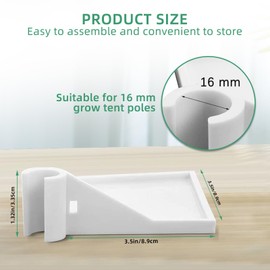 Pack of 4 Grow Tent Corner Shelf, Grow Tent Corner Shelf, Grow Tent Pole Shelf, Versatile, Grow Tent Accessories Assembly, Camera Corner Bracket Shelf, Small for Grow Tent Poles, 16 mm, White (3.5 x