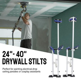 FSBNJKS 24-40 Inch Silver Drywall Stilts Aluminum Tool Stilt with Protective Knee Pads Portabl Adjustable For Painter Walking Painting