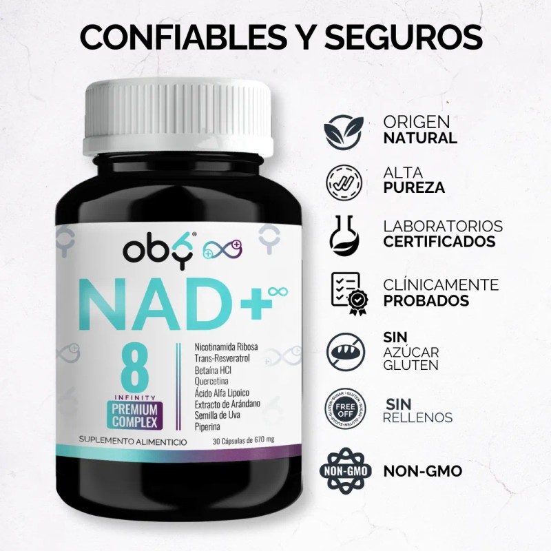 Oby Nad Resveratrol Potenciado 8 Ingredientes Nr Nicotinamida Ribosa, Resveratrol,