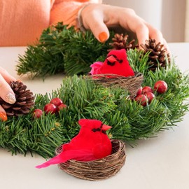 NOLITOY Cardinal Christmas Ornaments Christmas Ornaments Artificial Red Birds with for Christmas Wreath Ornaments Christmas Tree Decorations Adornos Navideños