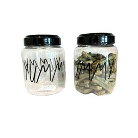 Lunch Money Set of 2 YUMMY - BPA-Free Plastic Airtight Cat and Dog Pet Treat and Food Storage Containers Canisters Jars