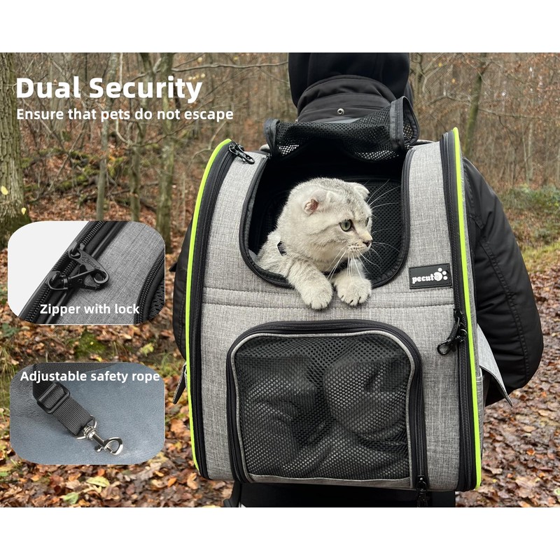 Pecute Cat Carrier Backpacks, Expandable Cat Backpack with Breathable Mesh,