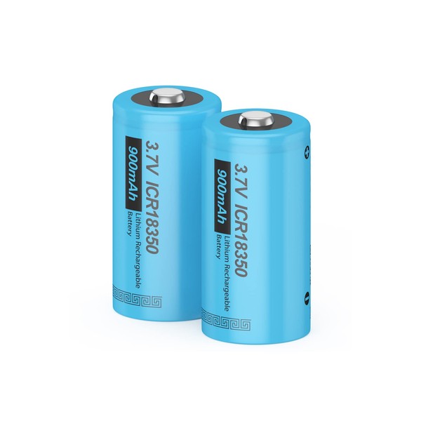 18350 3.7V 900mAh Rechargeable Li-ion Battery with Button top Battery 2 Pack