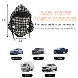 Ohleats Car Gear Shift Hoodie, Mini Funny Fashionable Automotive Gear Shifter Cover, Winter Warm Car Shift Knob Sweater Protector, Universal Interior Car Accessories for Decoration (Houndstooth)