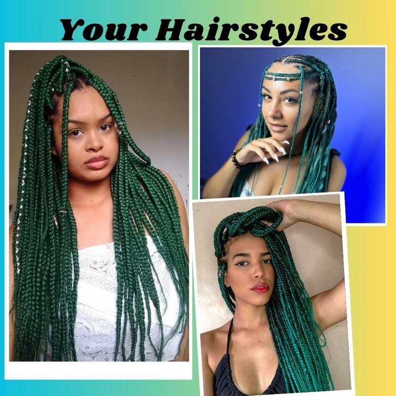 Beauday 24 Inch Green Pre Stretched Braiding Hair Extensions