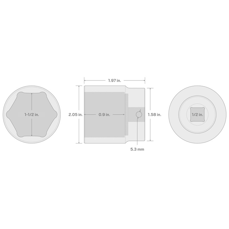 TEKTON 1/2 Inch Drive x 1-1/2 Inch 6-Point Impact Socket
