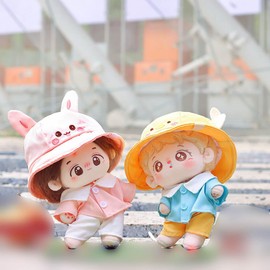 niannyyhouse 20cm Plush Doll Clothes Bunny Duck Hat Shirt Pants Kindergarten Set 8in Soft Stuffed Doll Dressup (Yellow)