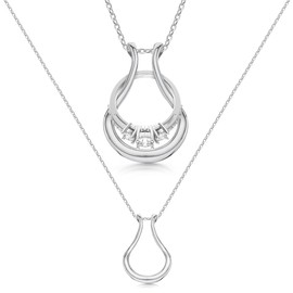 Emily C Ring Holder Necklace - Stainless Steel Necklace with Silver Finish - Engagement Gift for Doctors & Nurses - Silver Jewelry for Mom or Grandmother - Drop