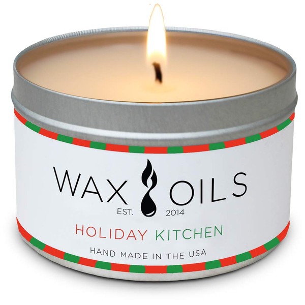 Wax and Oils Soy Wax Aromatherapy Scented Candles (Holiday Kitchen) 8 Ounces. Single