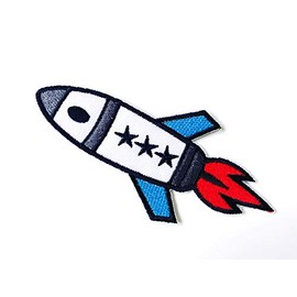 Rocket Shuttle Space Ship Cute Cartoon Logo Applique Embroidered Sew on Iron on Patch for Backpacks Jeans Jackets Clothing