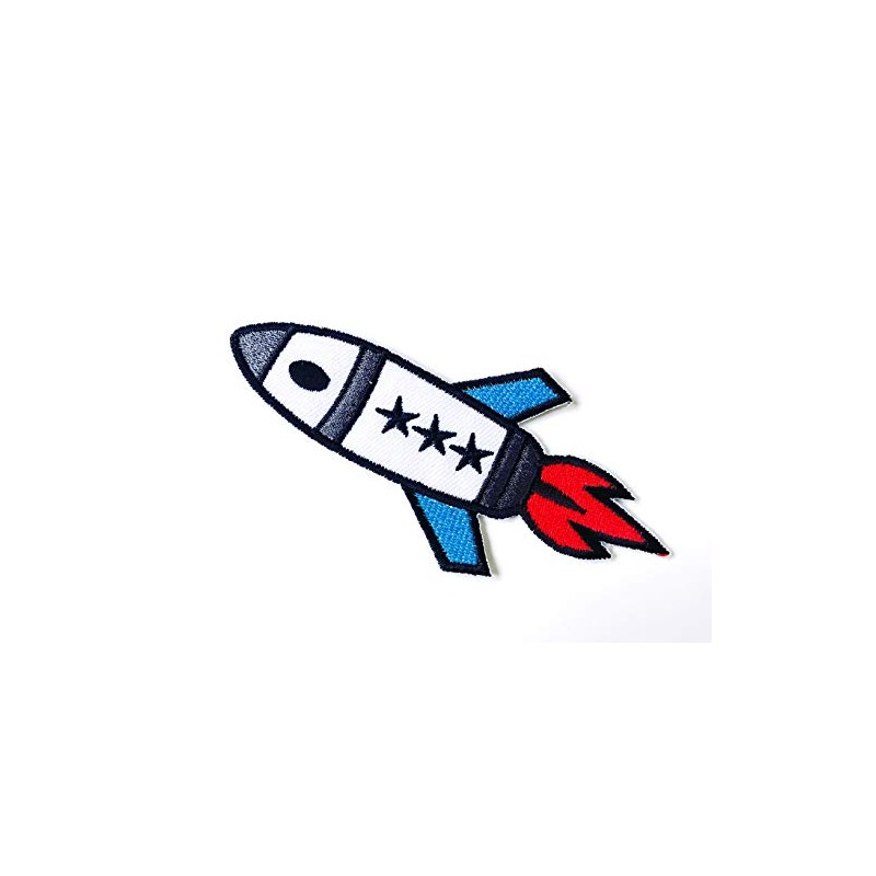 Rocket Shuttle Space Ship Cute Cartoon Logo Applique Embroidered Sew