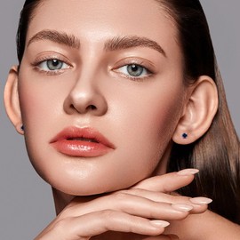 Round Cubic Zirconia Stud Earrings for Women Girls, 4mm Birthstone Stud Earrings Hypoallergenic Flat Back Stud Earrings Stainless Steel Cartilage Earrings Brilliant Handmade Screw Back Earrings (09-September-Sliver)