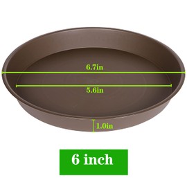 Bleuhome 6 Pack Plant Saucer Tray, 4 5 6 8 10 12 13 15 17 19 inch Plant Saucers, Heavy Duty Plastic Plant Drip Trays for Indoors, Flower Plant Water Tray, Plant Trays for Pots Base (6 inch, Chocolate)