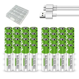Lithium Batteries AA Size, AA Battery 24 Pack, 1.5V Rechargeable Lithium AA Batteries,2600mwh Double A Battery, Longer Lasting Lithium lon usb AA Batteries for Toys, Remote Control，Blink Camera