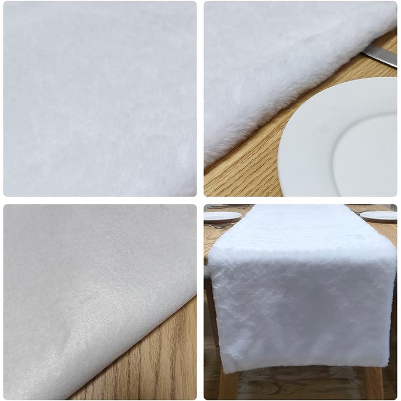 Table Runner Faux Fur White Christmas Table Runner Decorative Fur
