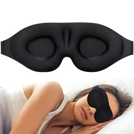 JUGUTA 3D Schlafmaske Für Seitenschläfer, 100 % Lichtdicht, Mit Vertieftem Augenbereich, Schont Wimpern, Weich & Bequem, Inkl. Tasche – Für Frauen Herren, Ideal Für Reisen, Schwarz