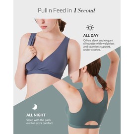 Mamaway Silky Crossover Nursing Maternity Wireless Bra, Smooth, Soft, Cooling, No Buckle, No Show for Sleeping Breastfeeding