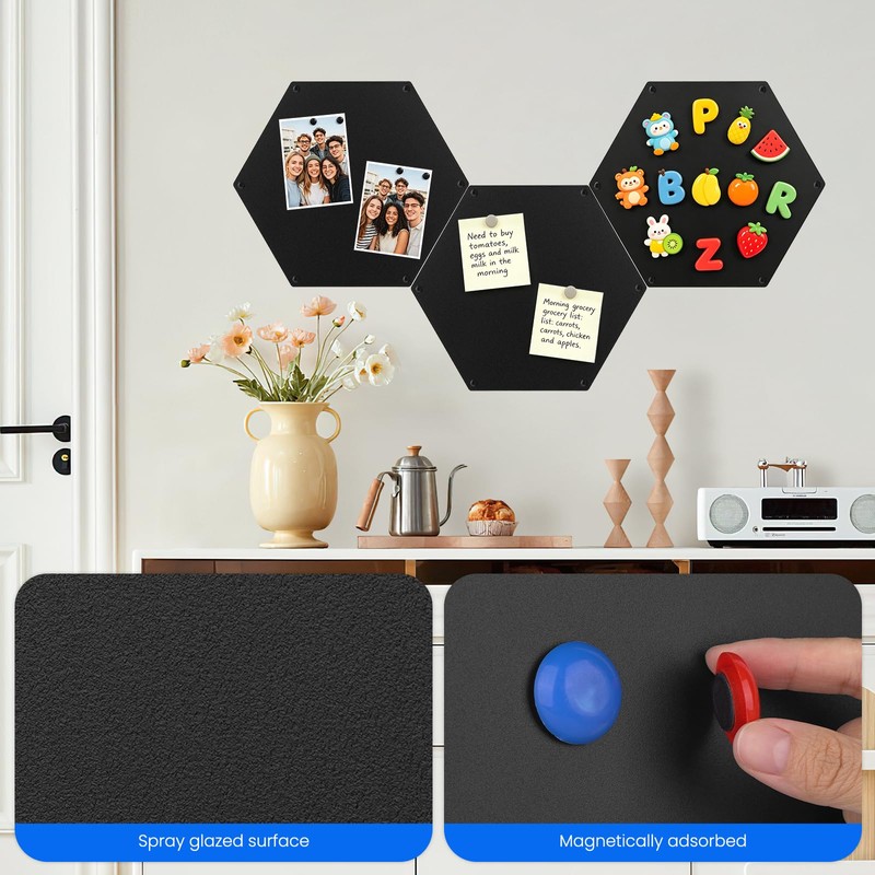 3-Pack Magnetic Board for Wall for Magnets -12.6" Heavy-Duty Metal