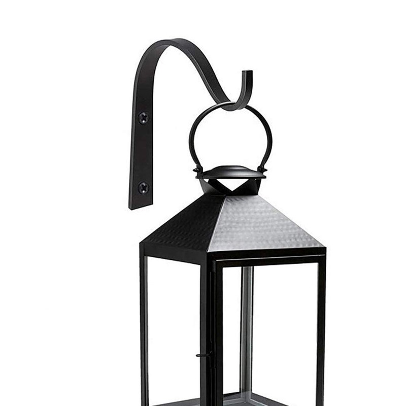 Lasenersm 4-Piece Metal Wall Hook Plant Hanger Bracket, Black Iron,