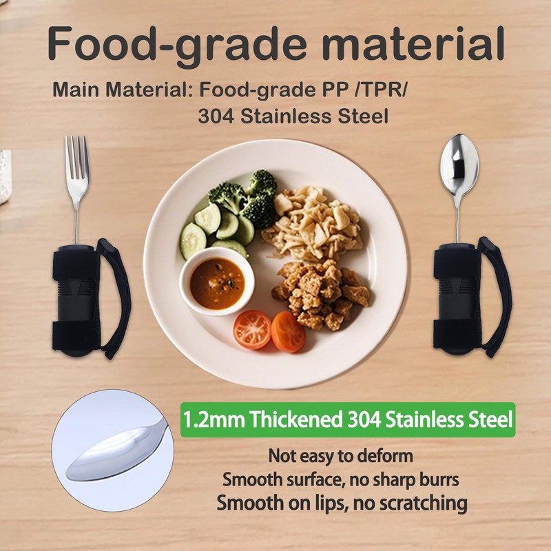 2 Pcs Adaptive Utensils Set with Spoon and Fork, Weighted