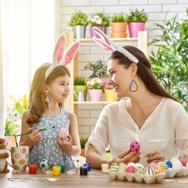 Easter Earrings for Women Wooden Easter Dangle Drop Earrings Easter Bunny Egg Earrings Spring Holiday Easter Rabbit Earrings Easter Jewelry Gifts