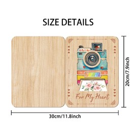 FREEBLOSS Wooden Cards Camera Greeting Cards Anniversary Wooden Card Flowers Wood Anniversary Card Foldable Wooden Anniversary Greeting Card