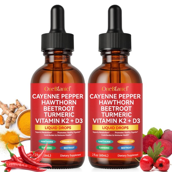 artoalabs Cayenne Pepper Drops Supplement Liquid - 2Pack, Turmeric Curcumin,
