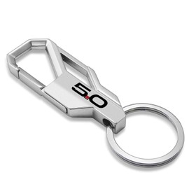 iPick Image Compatible with Ford Mustang 5.0 Silver Carabiner-Style Snap Hook Metal Key Chain