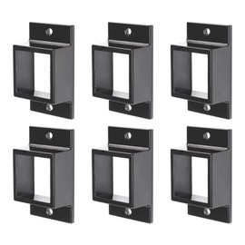 Plum Fittings Aluminum Fence Standard Wall Mount 1 5/8" x 1 5/8" for Rails - Residential Rail Mounts | Black | Pack of 6