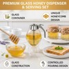 Glass Honey Dispenser No Drip with Stand, Glass Honey Jar,