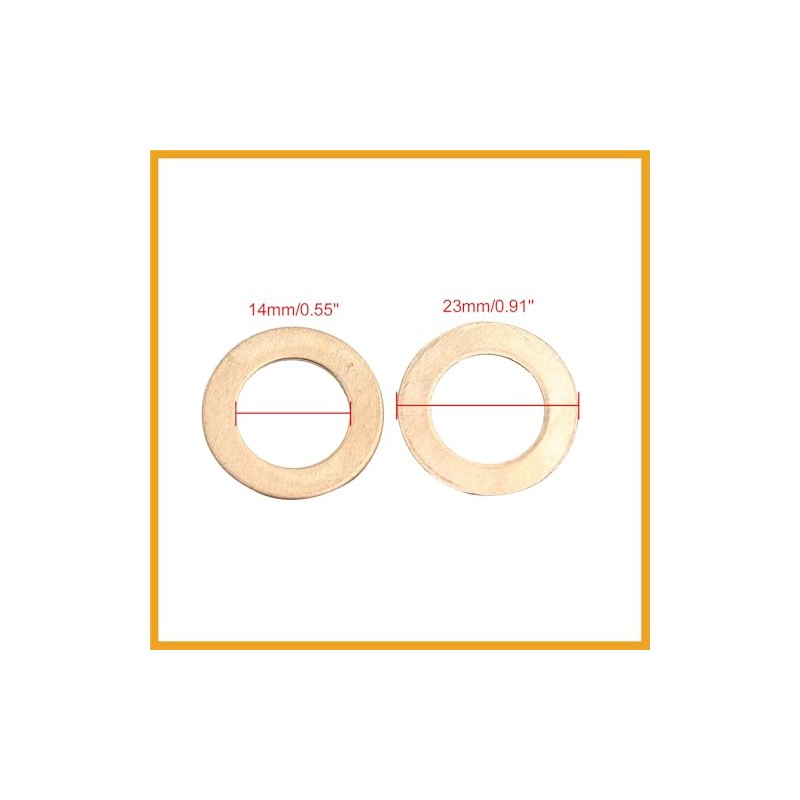 Partuto 14mm Inner Dia Copper Crush Washers Flat Sealing Gaskets