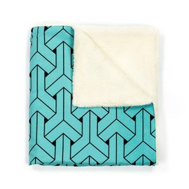 Silver Fern Decor Baby Printed Blanket with Sherpa Fleece Backing, Aqua Blue